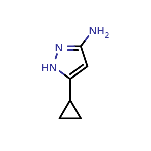 Chemical structure of 3-Amino-5-cyclopropyl-1H-pyrazole , CAS 175137-46-9, AChemBlock G-6056