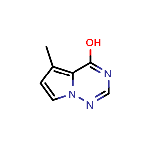 Chemical structure of 4-Hydroxy-5-methylpyrrolo[1,2-f][1,2,4]triazine , CAS 529508-54-1, AChemBlock G-6062