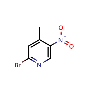 Chemical structure of 2-Bromo-5-nitro-4-picoline , CAS 23056-47-5, AChemBlock G-6074