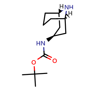Chemical structure of exo-3-(Boc-amino)-9-azabicyclo[3.3.1]nonane , CAS 599165-35-2, AChemBlock G-6079