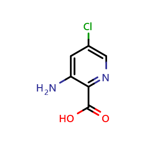 Chemical structure of 3-Amino-5-chloropyridine-2-carboxylic acid , CAS 53636-68-3, AChemBlock G-6102