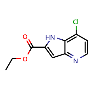 Chemical structure of Ethyl 7-chloro-1H-pyrrolo[3,2-b]pyridine-2-carboxylate , CAS 1403766-98-2, AChemBlock G-6104