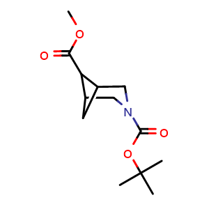 Chemical structure of Methyl 3-Boc-3-azabicyclo[3.1.1]heptane-6-carboxylate , CAS 1363380-75-9, AChemBlock G-6133
