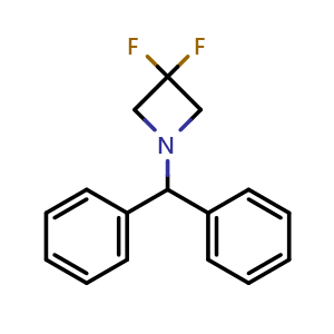 Chemical structure of 3,3-Difluoro-1-(diphenylmethyl)azetidine , CAS 288315-02-6, AChemBlock G-6143