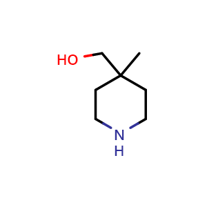 Chemical structure of 4-Hydroxymethyl-4-methylpiperidine , CAS 297172-16-8, AChemBlock G-6160