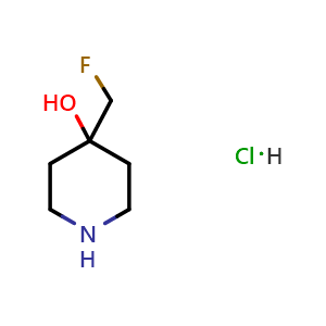 Chemical structure of 4-Fluoromethyl-4-hydroxypiperidine hydrochloride , CAS 1253929-33-7, AChemBlock G-6162