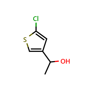 Chemical structure of 1-(5-Chloro-thiophen-3-yl)ethanol , CAS 1363383-08-7, AChemBlock G-6181