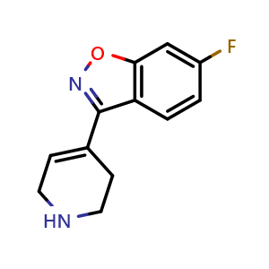 Chemical structure of 6-Fluoro-3-(1,2,3,6-tetrahydro-4-pyridinyl)-1,2-benzisoxazole , CAS 439082-09-4, AChemBlock G-6224