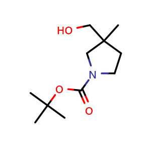 Chemical structure of 1-Boc-3-methylpyrrolidine-3-methanol , CAS 1263506-20-2, AChemBlock G-6230