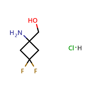 Chemical structure of 1-Amino-3,3-difluorocyclobutane-1-methanol hydrochloride , CAS 1523618-37-2, AChemBlock G-6310