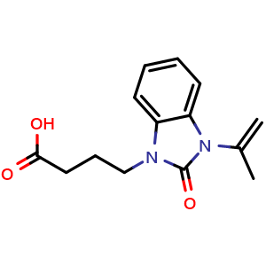 Chemical structure of 4-(3-Isopropenyl-2-oxo-2,3-dihydro-1H-1,3-benzimidazol-1-yl)butanoic acid , CAS 52099-78-2, AChemBlock G-6334