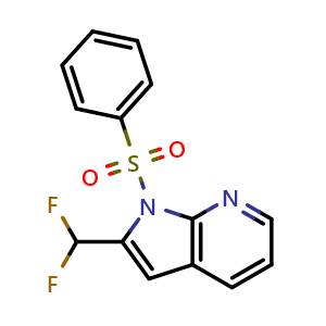Chemical structure of 2-Difluoromethyl-1-phenylsulfonyl-7-azaindole , CAS 1363381-32-1, AChemBlock G-6346