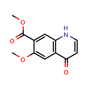 Chemical structure of Methyl 1,4-dihydro-6-methoxy-4-oxo-quinoline-7-carboxylate , CAS 863786-19-0, AChemBlock G-6348