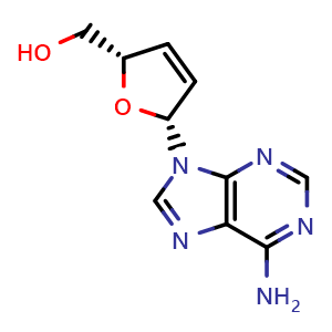 Chemical structure of 2',3'-Dideoxy-2',3'-didehydroadenosine , CAS 7057-48-9, AChemBlock G-6418