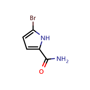 Chemical structure of 5-Bromopyrrole-2-carboxamide , CAS 17543-94-1, AChemBlock G-6434