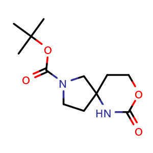Chemical structure of 2-Boc-7-oxo-8-oxa-2,6-diaza-spiro[4.5]decane , CAS 1363382-08-4, AChemBlock G-6446