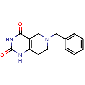 Chemical structure of 6-Benzyl-5,6,7,8-tetrahydropyrido[4,3-d]pyrimidine-2,4(1H,3H)-dione , CAS 135481-57-1, AChemBlock G-6457