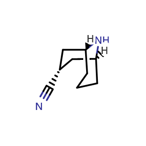 Chemical structure of exo-3-Cyano-9-azabicyclo[3.3.1]nonane hydrochloride , CAS 1363383-01-0, AChemBlock G-6475