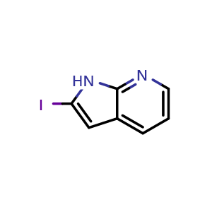 Chemical structure of 2-Iodo-1H-pyrrolo[2,3-b]pyridine , CAS 1227270-32-7, AChemBlock G-6477