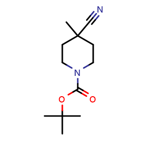 Chemical structure of 1-Boc-4-cyano-4-methylpiperidine , CAS 530115-96-9, AChemBlock G-6488