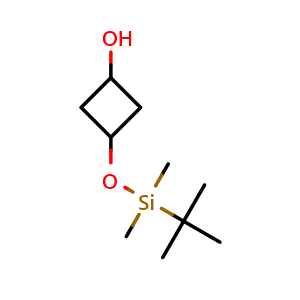 Chemical structure of 3-[[(1,1-Dimethylethyl)dimethylsilyl]oxy]cyclobutanol , CAS 1089709-08-9, AChemBlock G-6521