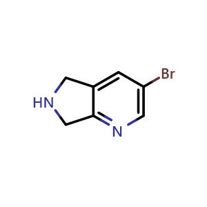Chemical structure of 3-Bromo-6,7-dihydro-5H-pyrrolo[3,4-b]pyridine , CAS 905273-36-1, AChemBlock G-6524