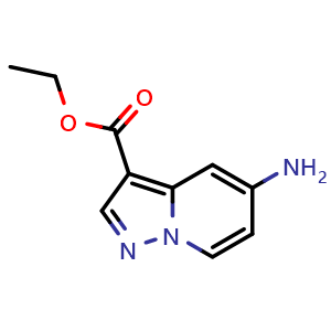 Chemical structure of Ethyl 5-aminoopyrazolo[1,5-a]pyridine-3-carboxylate , CAS 1101120-35-7, AChemBlock G-6528