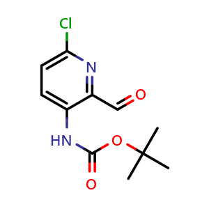 Chemical structure of 3-(Boc-amino)-6-chloro-2-formylpyridine , CAS 1199557-04-4, AChemBlock G-6562