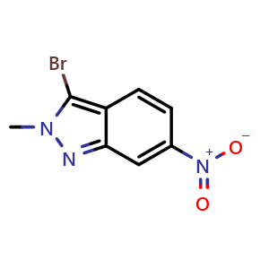 Chemical structure of 3-Bromo-2-methyl-6-nitro-2H-indazole , CAS 74209-41-9, AChemBlock G-6578