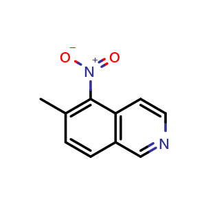 Chemical structure of 6-Methyl-5-nitroisoquinoline , CAS 188121-31-5, AChemBlock G-6614