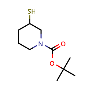 Chemical structure of 1-Boc-3-mercaptopiperidine , CAS 1017798-34-3, AChemBlock G-6616