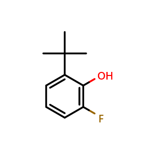 Chemical structure of 2-tert-Butyl-6-fluorophenol , CAS 133342-43-5, AChemBlock G-6623