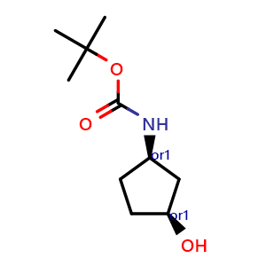 Chemical structure of cis-3-N-Boc-aminocyclopentanol , CAS 207729-03-1, AChemBlock G-6626