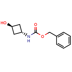 Chemical structure of trans-Benzyl 3-hydroxycyclobutylcarbamate , CAS 937376-05-1, AChemBlock G-6628