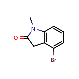 Chemical structure of 4-Bromo-1-methyl-2-oxoindole , CAS 884855-68-9, AChemBlock G-6689