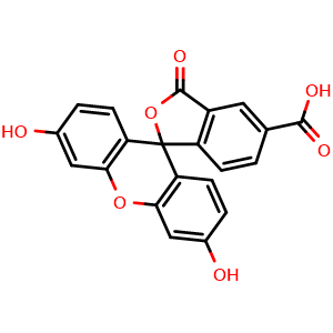 Chemical structure of 5-Carboxyfluorescein , CAS 76823-03-5, AChemBlock G-6730