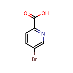 Chemical structure of 5-Bromo-2-pyridinecarboxylic acid , CAS 30766-11-1, AChemBlock G-6770