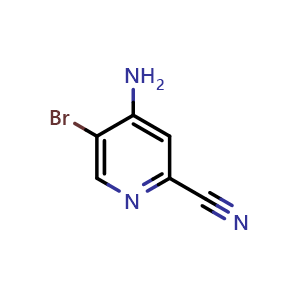 Chemical structure of 4-Amino-5-bromo-2-cyanopyridine , CAS 1234616-76-2, AChemBlock G-6815
