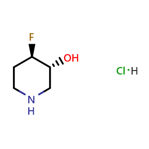 Chemical structure of trans-(3R,4R)-4-Fluoro-3-piperidinol hydrochloride , CAS 955028-83-8, AChemBlock G-6836