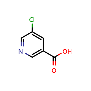 Chemical structure of 5-Chloronicotinic acid , CAS 22620-27-5, AChemBlock G-6839