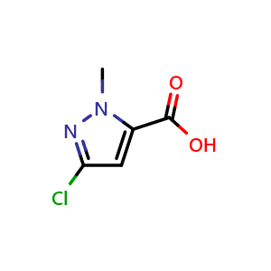 Chemical structure of 3-Chloro-1-methyl-1H-pyrazole-5-carboxylic acid , CAS 173841-02-6, AChemBlock G-6869