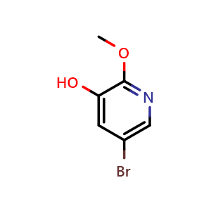 Chemical structure of 5-Bromo-2-methoxy-3-pyridinol , CAS 1211589-04-6, AChemBlock G-6879