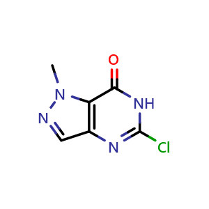 Chemical structure of 5-Chloro-1,6-dihydro-1-methyl-7H-pyrazolo[4,3-d]pyrimidin-7-one , CAS 1211533-31-1, AChemBlock G-6908