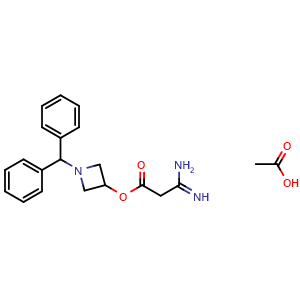 Chemical structure of 1-Benzhydrylazetidin-3-yl 3-amino-3-iminopropanoate acetate , CAS 170749-59-4, AChemBlock G-6926