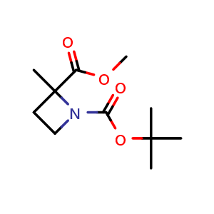Chemical structure of Methyl 1-Boc-2-methylazetidine-2-carboxylate , CAS 309977-81-9, AChemBlock G-6956