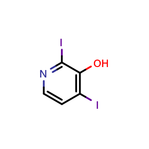 Chemical structure of 2,4-Diiodopyridin-3-ol , CAS 750638-97-2, AChemBlock G-6976