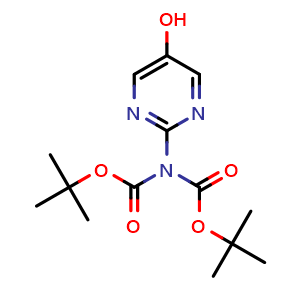 Chemical structure of tert-Butyl N-tert-Boc-N-(5-hydroxypyrimidin-2-yl)carbamate , CAS 914377-34-7, AChemBlock G-6988