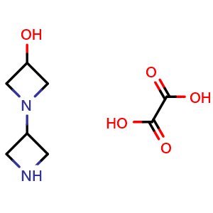 Chemical structure of 1-(Azetidin-3-yl)azetidin-3-ol oxalate , CAS 1523606-25-8, AChemBlock G-7004