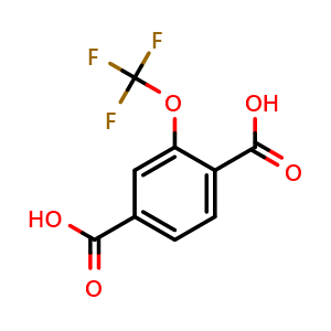 Chemical structure of 2-(Trifluoromethoxy)-1,4-benzenedicarboxylic acid , CAS 175278-21-4, AChemBlock G-7028