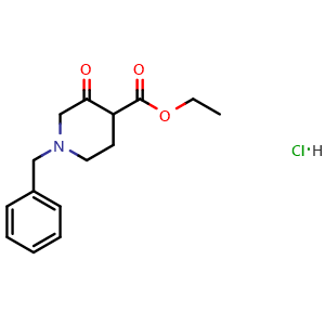 Chemical structure of Ethyl N-benzyl-3-oxo-4-piperidine-carboxylate hydrochloride , CAS 52763-21-0, AChemBlock G-7041